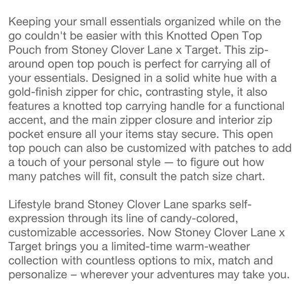 Stoney Clover Lane X Target white knotted open top pouch - Picture 5 of 6
